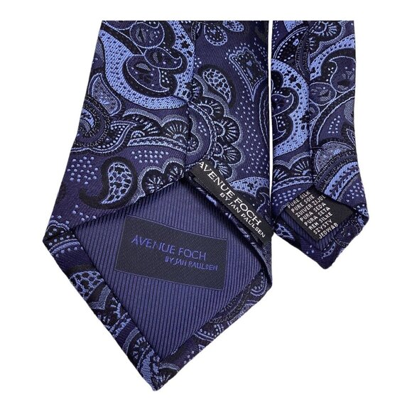 AVENUE FOCH By JAn PAULSEN Blue Paisley Silk Tie W: 3.25" EX COND - Picture 4 of 5